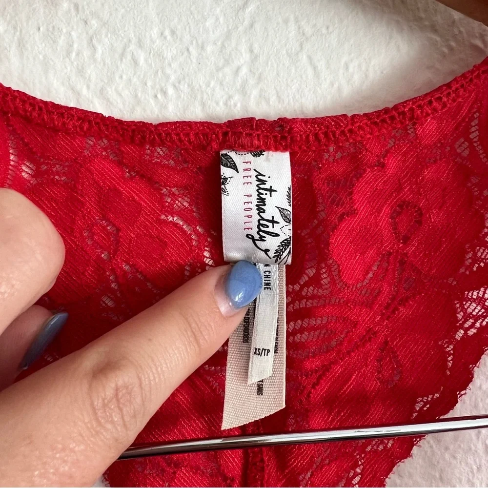 Free People Red Floral Lace Bralette Sz XS